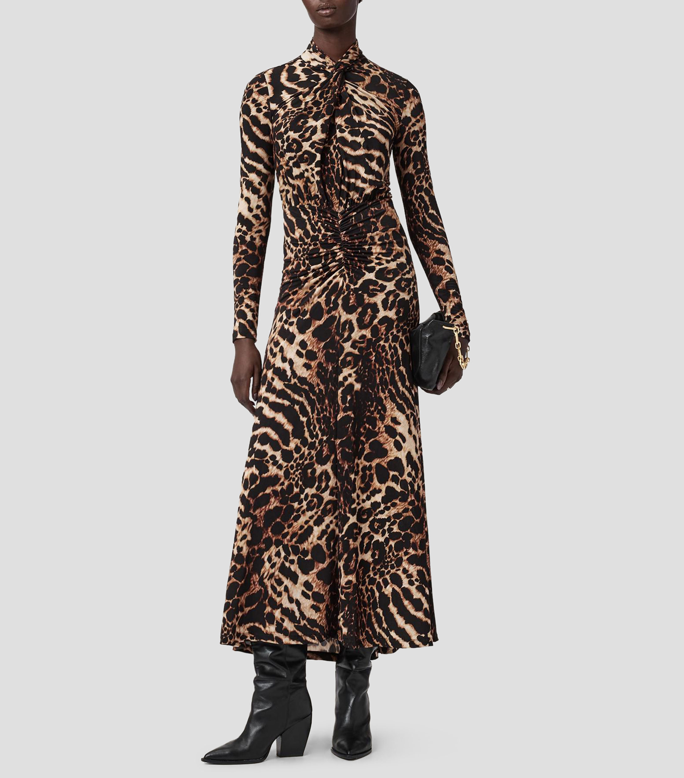 Vestido largo manga larga animalprint Mujer